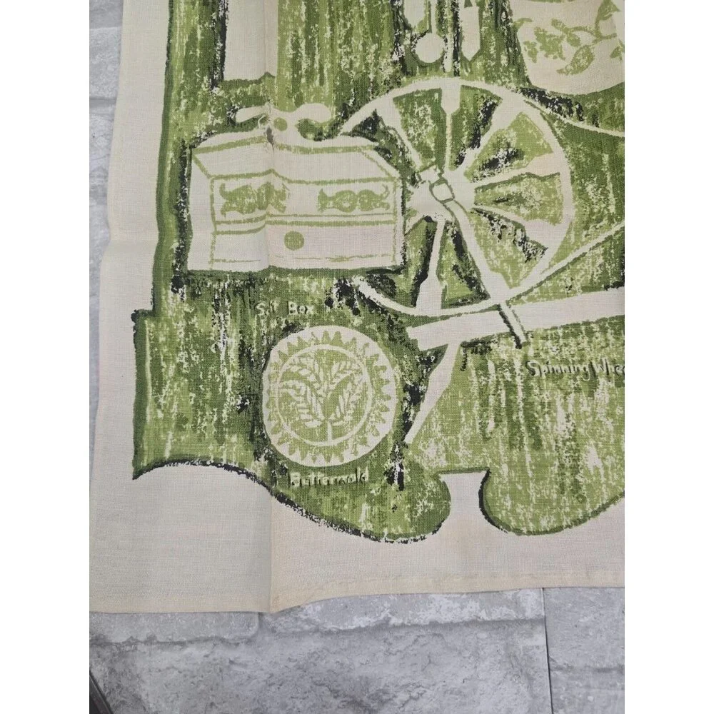 Vtg Linen Tea Towel American Woodwook Signed Kati 29x16